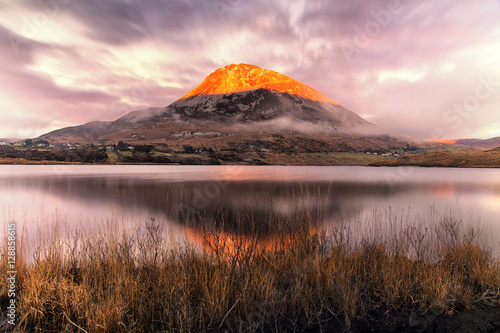 Sunset at Lough Veagh, Glenveagh National Park, County Donegal, Ireland photo