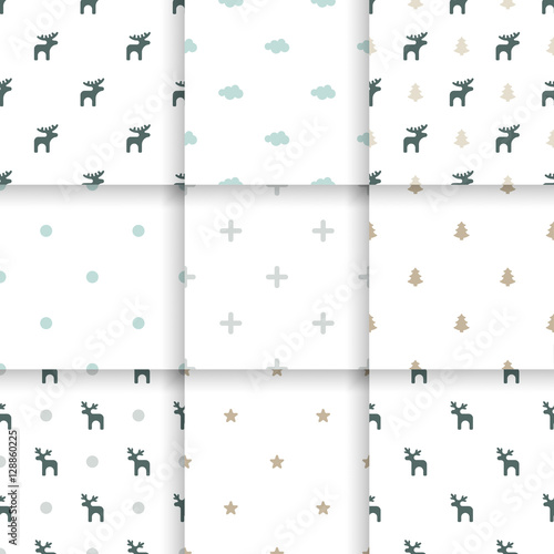 Set of Scandinavian trend seamless pattern. Minimalistic vector seamless pattern perfect for wallpaper, textil cotton print, bed linen, holiday package or wrapping paper.