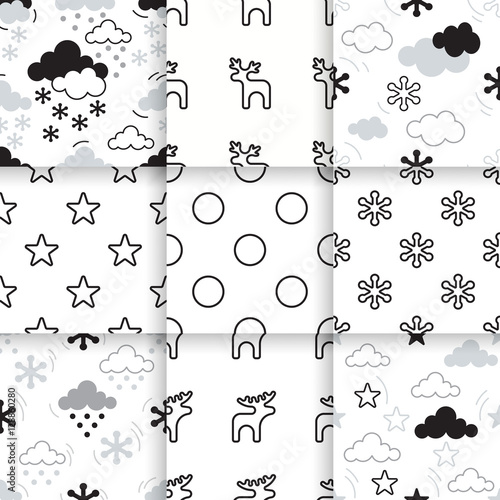 Set of Scandinavian trend seamless pattern. Minimalistic vector seamless pattern perfect for wallpaper, textil cotton print, bed linen, holiday package or wrapping paper.