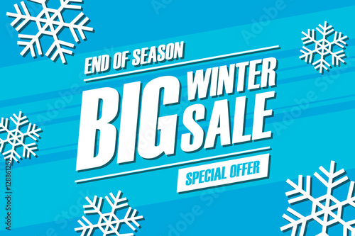 Big Winter Sale. End of season special offer banner for business, promotion and advertising. Vector illustration.