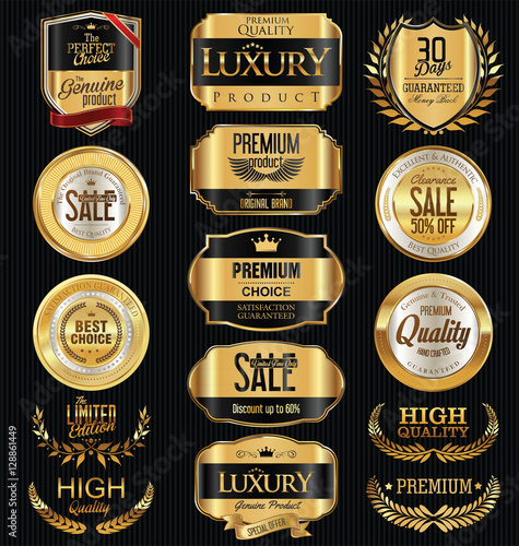 Premium and luxury golden retro badges and labels collection