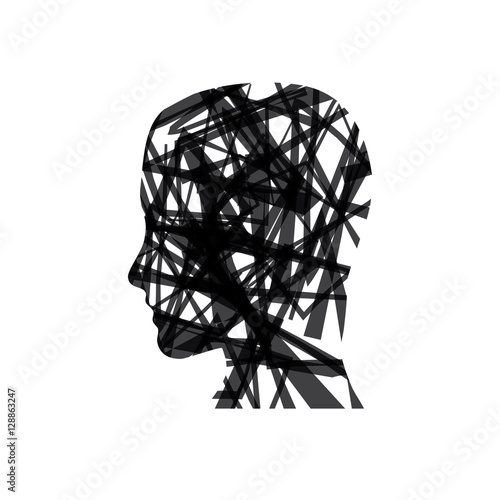 Vector sign human head scrawled in black