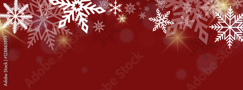 snowflakes banner on red background 