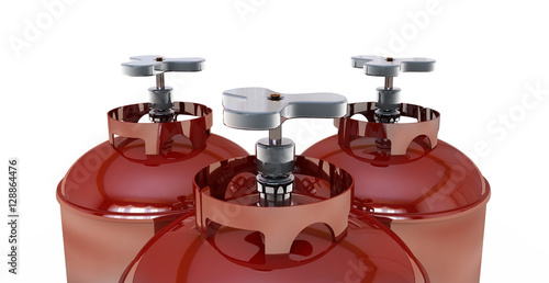 red propane cylinder with compressed gas 3d render