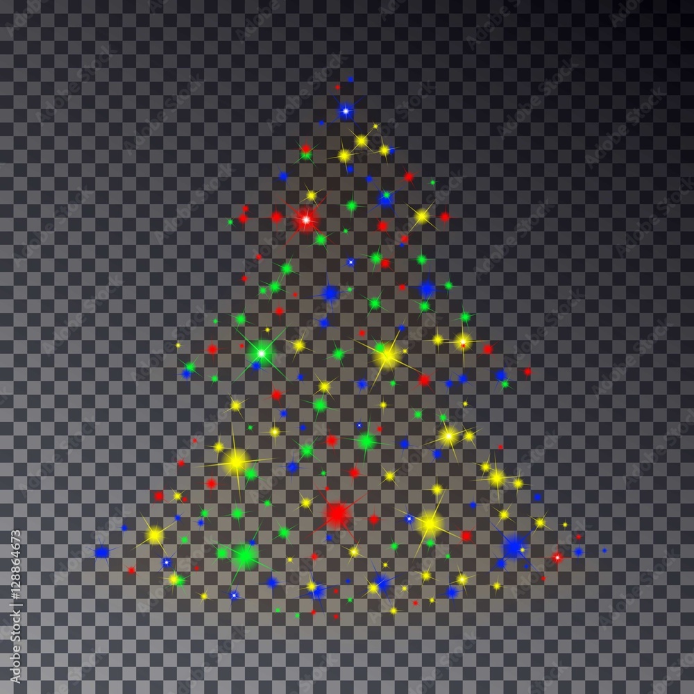 Colorful Christmas Tree made of sparkle isolated on transparent Colorful Christmas Tree made of sparkle isolated on transparent