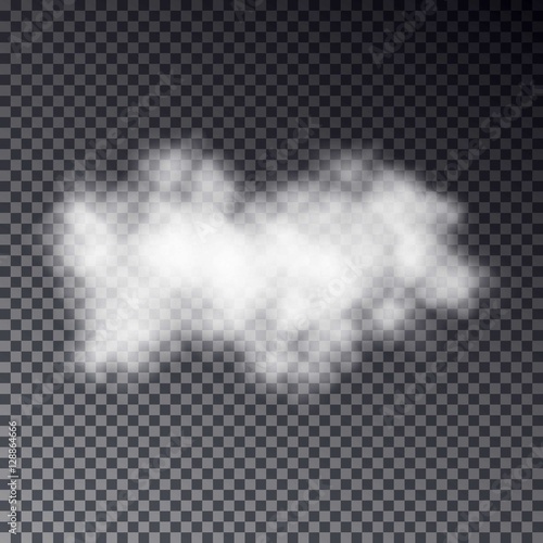 Transparent realistic cloud effect isolated on dark background.