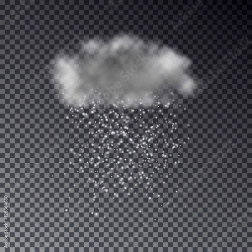 Realistic dark cloud with snow isolated on transparent backgroun