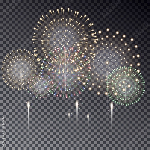 Festive transparent firework bursting in various shapes vector i