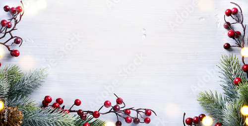Christmas holidays composition with Christmas tree decoration on