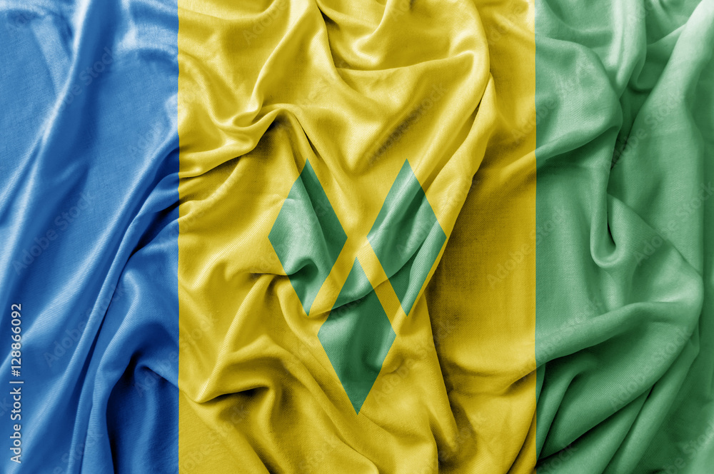 Ruffled waving Saint Vincent and the Grenadines flag Ruffled waving Saint Vincent and the Grenadines flag