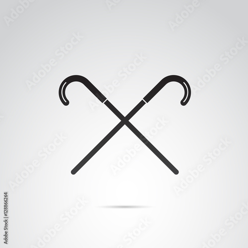Walking stick vector icon.
