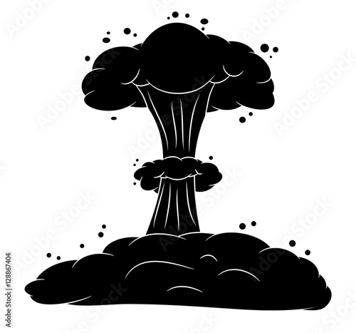 mushroom cloud, nuclear explosion silhouette,  vector symbol ico