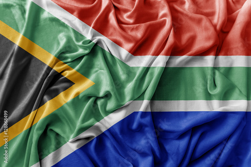 Ruffled waving South Africa flag