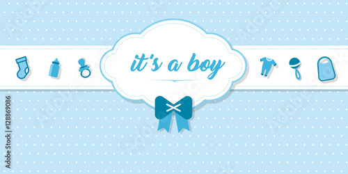 elegante Karte zur Geburt eines Babies mit Schrift "It's a boy