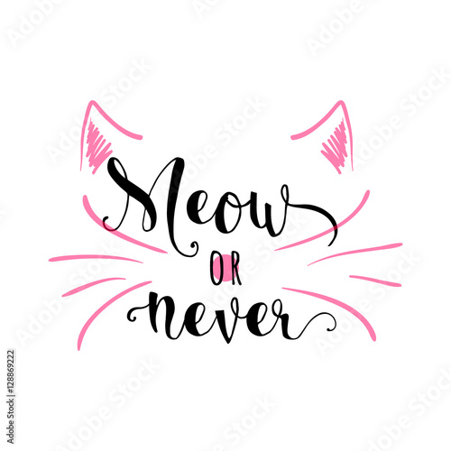 Vector illustration of kitten calligraphy sign for print