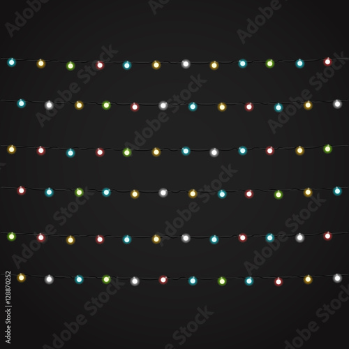 Different Christmas color garlands vector clipart. Christmas Gre