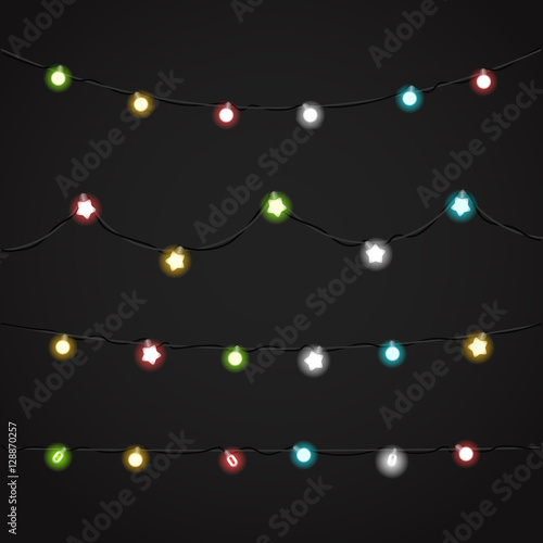Different Christmas color garlands vector clipart. Christmas Gre