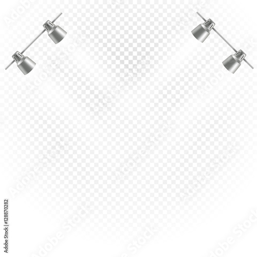 Photorealistic bright stage with projectors. Presentation vector