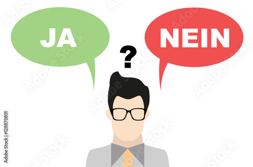 Mann mit JA / NEIN Entscheidung