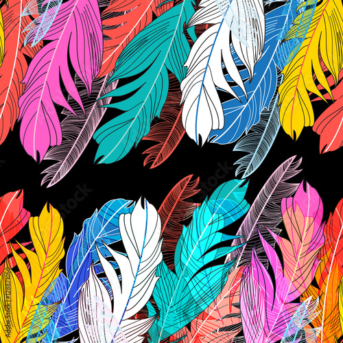 Background multicolored feathers