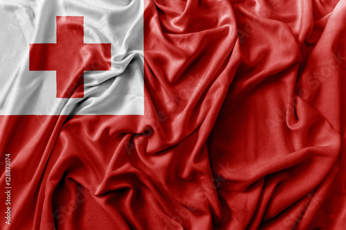 Ruffled waving Tongan flag