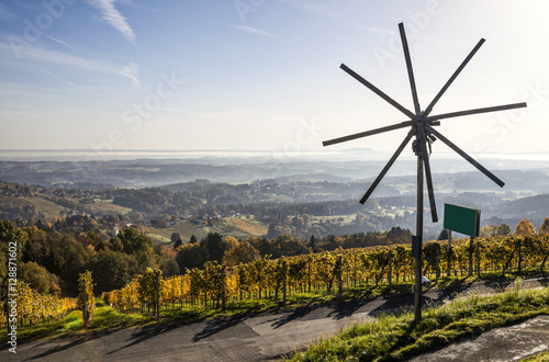 Klapotetz windmill on Schilcher wine route in western Styria in photo