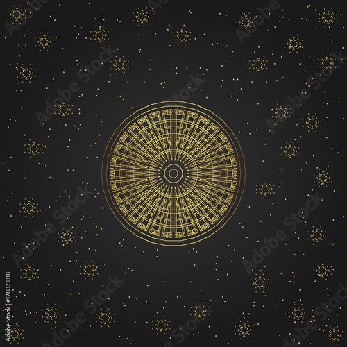 Golden design template, creative eastern symbol, luxury ornamental pattern, vector illustration