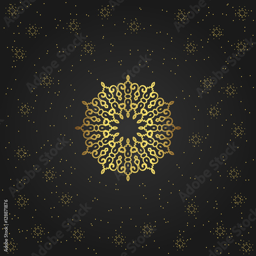Golden circular shape, creative eastern symbol, luxury ornamental pattern, vector illustration