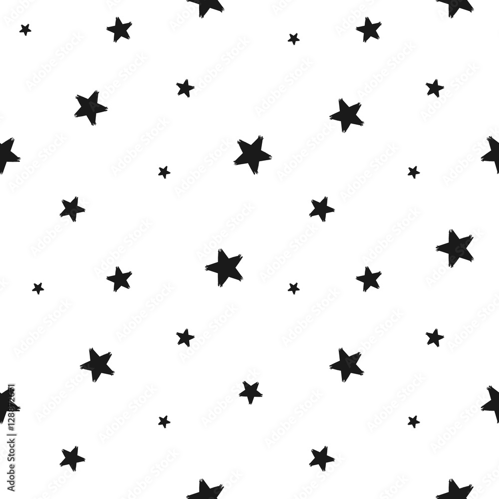 Grunge seamless pattern of black stars on white background, hand painted seamless background, vector design textile, wallpaper, web design, wrapping, fabric, paper Grunge seamless pattern of black stars on white background, hand painted seamless background, vector design textile, wallpaper, web design, wrapping, fabric, paper