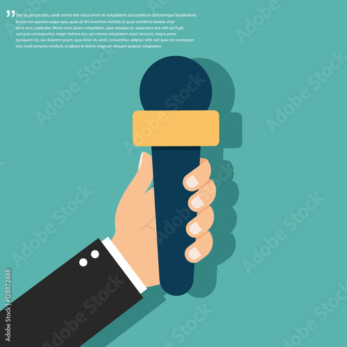 Journalism concept. Microphone, interview