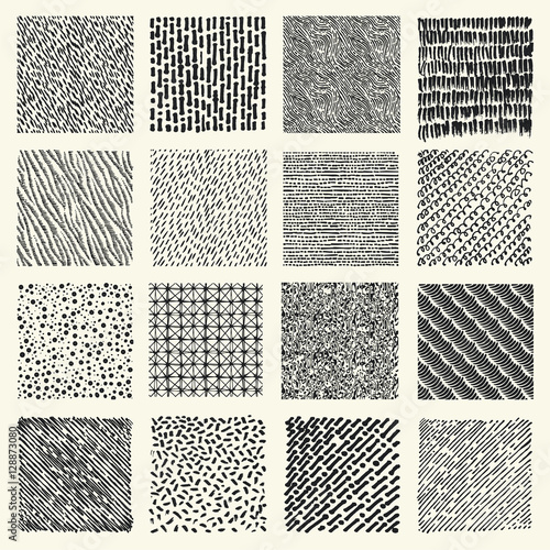Set of hand drawn marker and ink patterns