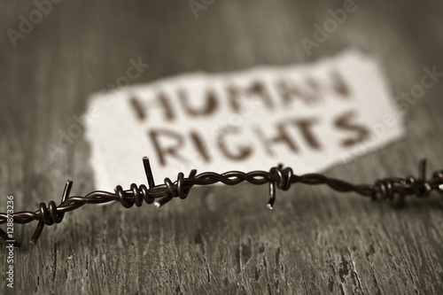 Obraz na plátne barbed wire and text human rights