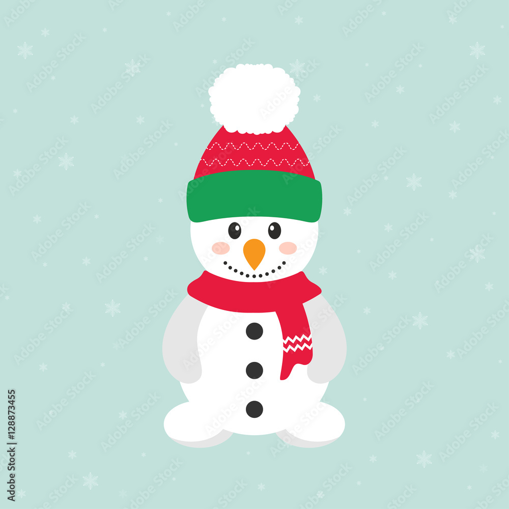 cute snowman with hat