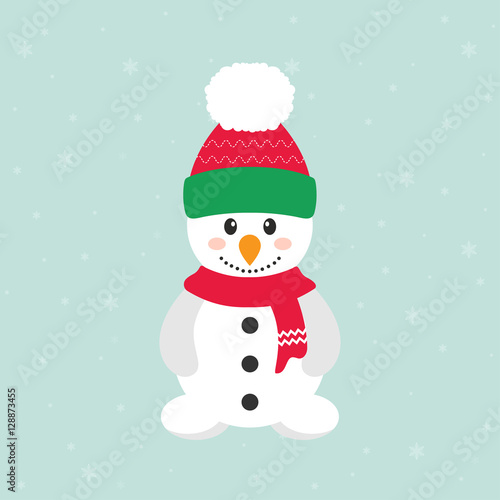 cute snowman with hat © julia_january