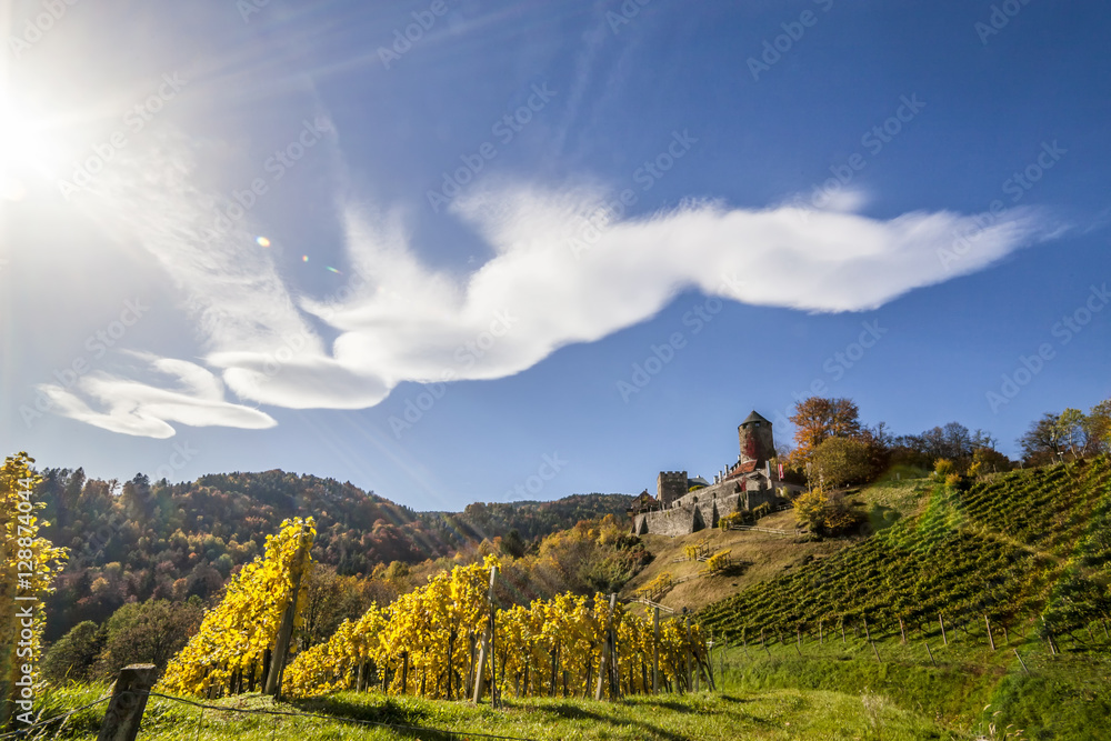 Castle Deutschlandsberg on western Styria vine route in Austria