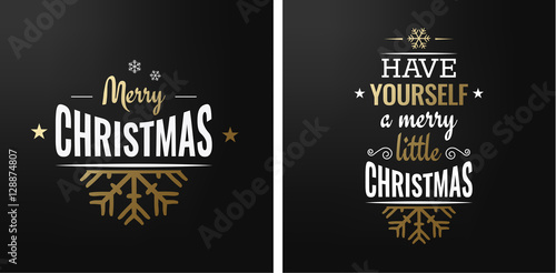 Merry christmas set of luxury gold lettering, with caligraphic letters, text and decoration, collection of premium christmas vector illustration for postcard, banner and wish card