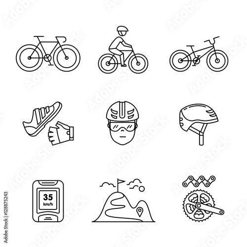 Bike cycling and biking accessories sign set