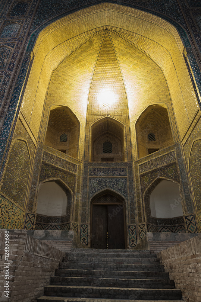 Entrance to the oriental temple in Bukhara, Uzbekistan