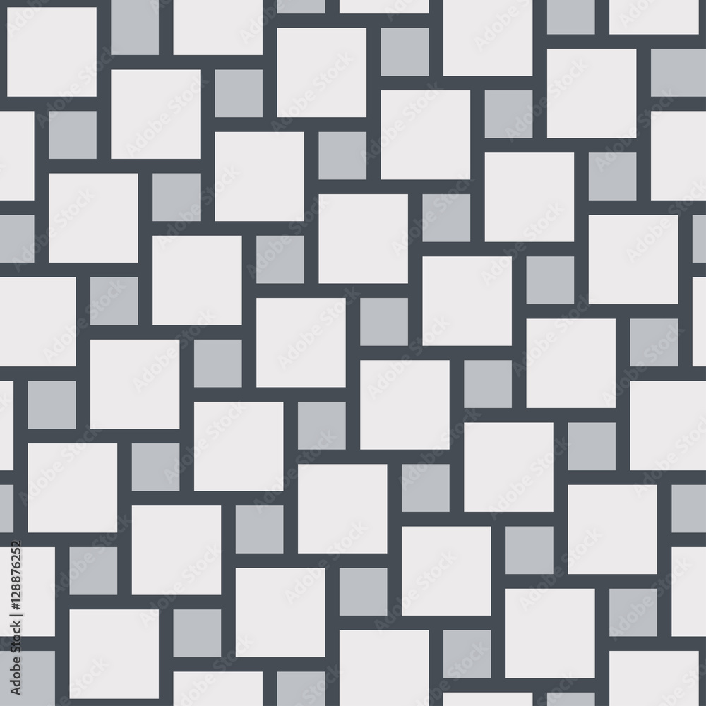 Vector grey tiles seamless pattern, square grid textile print, abstract texture for fashion design Vector grey tiles seamless pattern, square grid textile print, abstract texture for fashion design