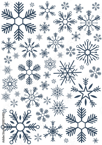 Merry Christmas and Happy New Year. Snowflakes. Vector illustration.