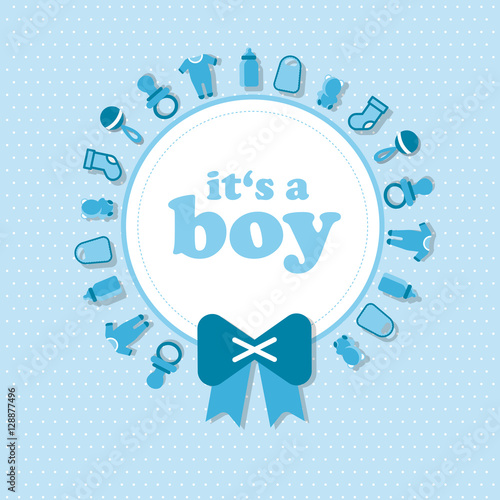 schöne Design Karte zur Geburt oder als Danksagungskarte für Jungen Babies