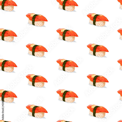 Cute seamless pattern made of pretty unagi sushi.