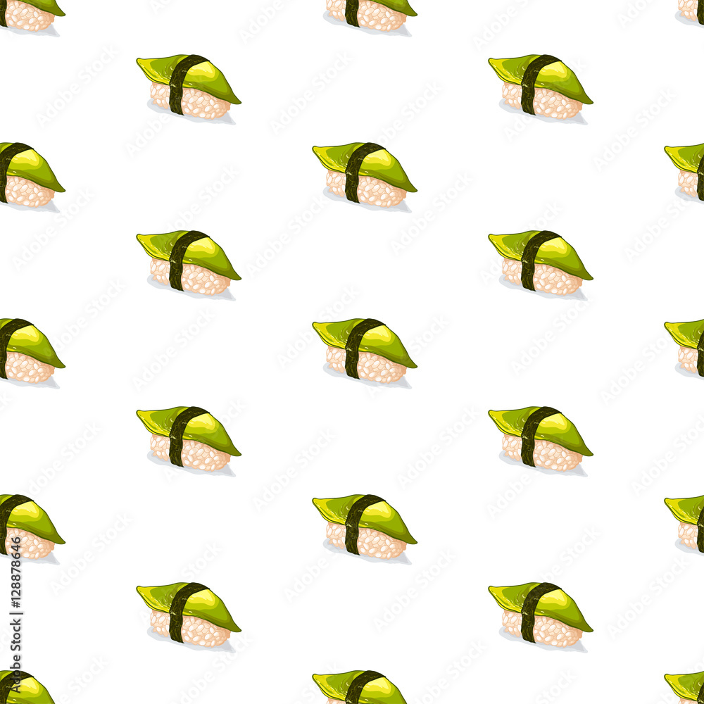 Obraz premium Cute seamless pattern made of avocado sushi.