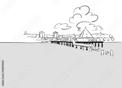 Seebrücke Heringsdorf, Usedom von Wasser aus gesehen