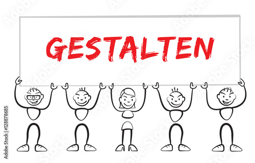 Strichmännchen halten Plakat Gestalten