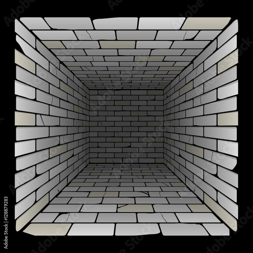 brick box in perspective. 3d room