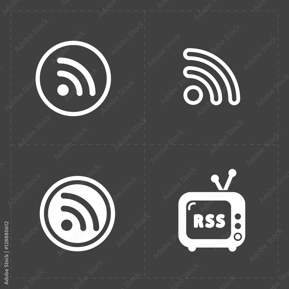 RSS sign icons. RSS feed symbols on Black Background. Stock Vector | Adobe  Stock