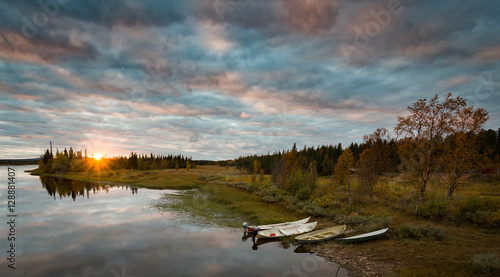 Calm Sunset in Swedish Lapland photo