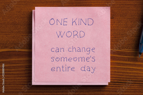 One kind word written on a note