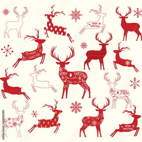Merry Christmas Reindeer,Reindeer silhouette Collections.